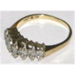 DIAMOND & GOLD RING STAMPED *10KT* RING HAS 7 DIAMONDS ALL TESTED AS AUTH-TOTAL WEIGHT IS 2.66 GRAMS