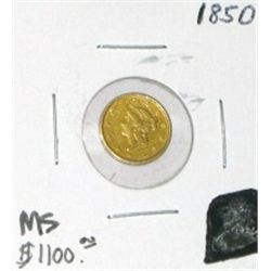 1850 $1 GOLD LIBERTY HEAD COIN RED BOOK VALUE IS $1200.00+ *NICE MS GRADE GOLD COIN CAME OUT OF SAFE