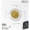 Image 1 : 1850 $1 GOLD LIBERTY HEAD COIN RED BOOK VALUE IS $1200.00+ *NICE MS GRADE GOLD COIN CAME OUT OF SAFE