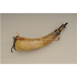English Military horn flask used with Baker  rifle musket circa 1800-1823, approx. 11”  overall with