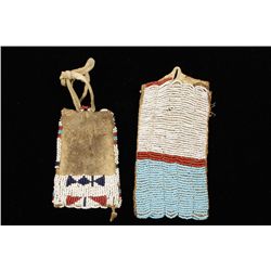 Lot of 2 older beaded Indian strike-a-light  small bags including one approx. 3-1/2” X  2-1/4” with 
