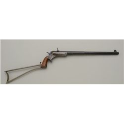 Stevens Hunters Pet Pocket rifle with large  frame in .22 caliber rimfire showing 18” half  round- h