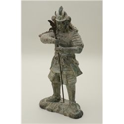 Bronze statue of a Shogun warrior, approx.  19” in height with great detail and nice  patina, in our