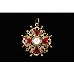 Original order of Stanislaus medal, second  class, in gold by Juiles Keibel circa about  1860’s to 7