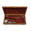 Image 2 : Early English Navy case with raised  compartment for capper and red velveteen  lined with oak exteri