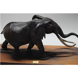 Large original bronze of bull elephant signed  Van Howd, approx. 37” in height by 40”  across base i