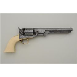 Engraved Colt Model 1851 Navy percussion  revolver, .36 cal., 7-1/2” octagon barrel,  ivory grips, #