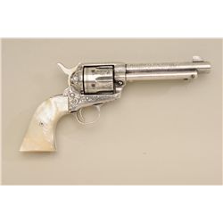 Important factory engraved and inscribed Colt  SAA revolver, .45 cal., 5-1/2” barrel,  silver plated