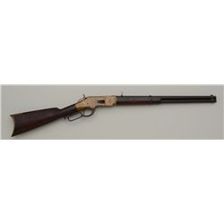 Winchester Model 1866 Henry marked saddle  ring carbine, serial number 17505 in very  good original 