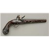 Image 1 : High quality flintlock pistol with ornate  high relief cast silver mounts and profusely  silver inla