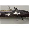 Image 8 : French style flintlock pistol circa 1810 to  1830 showing fine quality chiseled barrel and  silver m