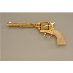 Colt SAA revolver, .45 cal., 7-1/2” barrel,  finely and extensively custom cattle brand  engraving b