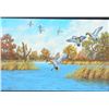 Image 2 : Oil painting on board signed lower right Russ  Johnson and entitled on back “Teal Time”.  The image 
