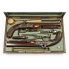 Image 1 : Massive pair of percussion pistols by Clough  and Sons of Bath, England in  French fitted  case with