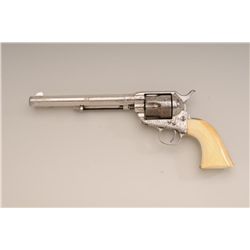 Engraved Colt SAA revolver, .44-40 caliber  Colt Frontier Six Shooter etched panel,  7-1/2” barrel, 