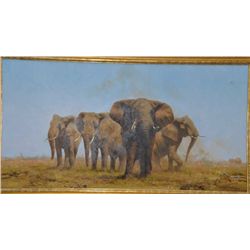 Original painting on canvas signed lower  right David Shepherd. This major oil painting  measures ap