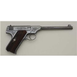 Colt Woodsman .22 caliber semi-automatic  pistol factory engraved by W.H. Gough and 3  gold initials