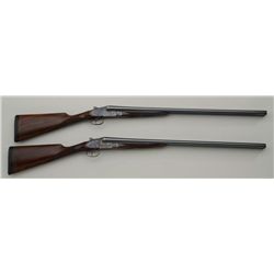 Pair of Garbi (Spain) Model 101 game guns  with full side lock actions in 12 gauge.  Showing full si