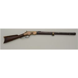 Winchester Model 1866 lever action rifle .44  caliber converted to center fire and  inscribed on lef