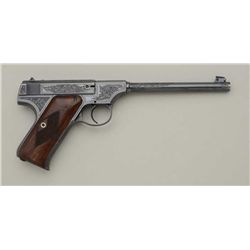 Colt Woodsman .22 caliber semi-automatic  pistol factory engraved, serial number 5625.  Factory lett