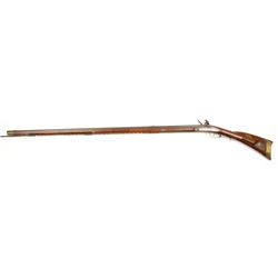 Pennsylvania made flintlock Kentucky style  rifle circa about 1810 to 1830s with no  signature on ba