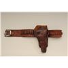 Image 1 : Single action 5 ½” double loop holster and  cartridge/money belt in Western frontier  style. Holster