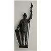 Image 2 : Fine antique bronze casting of medieval  knight in armor holding shield and pole arm  circa late 19t