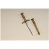 Image 1 : 19th century dagger probably French with  triangular blade and cast brass hilt and  scabbard. This s