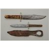 Image 2 : Lot of two antique knives as described. The  first is a clip point Bowie knife with yellow  stag gri