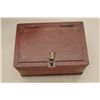 Image 2 : Small strongbox or personal vault circa late  19th to early 20th century showing old red  paint and 