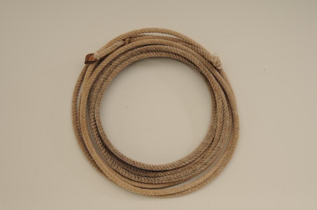 Braided Riata Rope Lot of two old Western era ropes. Number one is a braided leather Riata ...