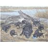 Image 2 : Oil painting entitled “Tired Mama” showing  Labrador retriever with her pups signed lower  left Will