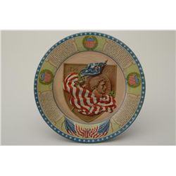 Early 1900’s patriotic color advertising  metal tray approx. 10” in diameter  compliments of C.D. Ke