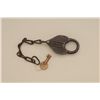 Image 2 : Railroad type iron lock and chain with key;  lock marked “W.F. CO. EX” in good condition.   Est.:  $
