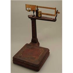 Old Howe iron and brass 60 lbs. package scale  stenciled in white “Wells Fargo & Co.  Express” on bo