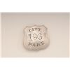 Image 1 : Large shield style badge marked “CITY  196   POLICE” with no visible maker marks on  reverse but old