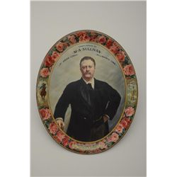 Large patriotic oval color advertising metal  tray, approx. 17” x 14” dated 1903 featuring  American