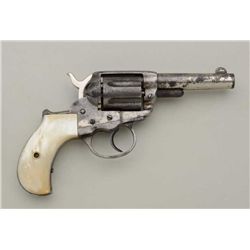 Colt Model 1877 DA ejectorless revolver, .38  cal., 3-1/2” etched panel barrel, nickel  finish, pear