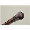 Image 5 : Fancy antique walking cane with decorative  head showing designs in multi-gold and silver  inlays, s