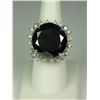 Image 1 : Exceptionally large 28.26 carats round  ‘BLACK’ diamond set in a 14 karat white gold  ladies ring su