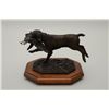 Image 2 : Bronze sculpture portraying retriever with  bird mounted on wood base with signed Parton  and number