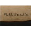 Image 3 : Old canvas and leather grip bag stenciled  “W.U. Tel. Co.” approx. 16” in height, 23”  wide and 9” d