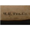 Image 4 : Old canvas and leather grip bag stenciled  “W.U. Tel. Co.” approx. 16” in height, 23”  wide and 9” d