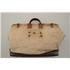 Image 5 : Old canvas and leather grip bag stenciled  “W.U. Tel. Co.” approx. 16” in height, 23”  wide and 9” d