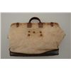 Image 6 : Old canvas and leather grip bag stenciled  “W.U. Tel. Co.” approx. 16” in height, 23”  wide and 9” d