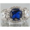 Image 1 : 27.65twc Blue Diamond Simulant Wht Gold Vermeil Ring (JEW-004427)