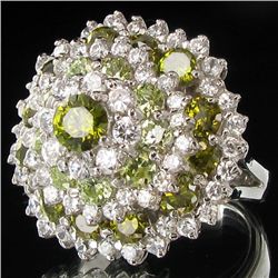 62.1twc Green Diamond Simulant Wht Gold Vermeil Ring (JEW-004434)