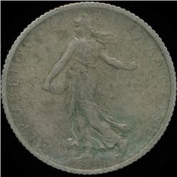 1916 France 1Fr Silver VF/XF (COI-013560)