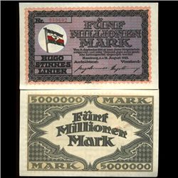 1923 Germany 5m Mark Pvt Steamship Note Crisp Unc (CUR-003938)