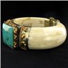 Image 2 : 740ct Bone & Turquoise Bangle Bracelet (JEW-003849)